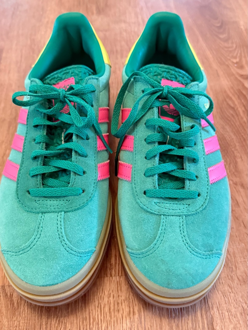Adidas Gazelle Chunky Outsole Sneaker Pink and Green with a touch of yellow - Picture 4 of 6